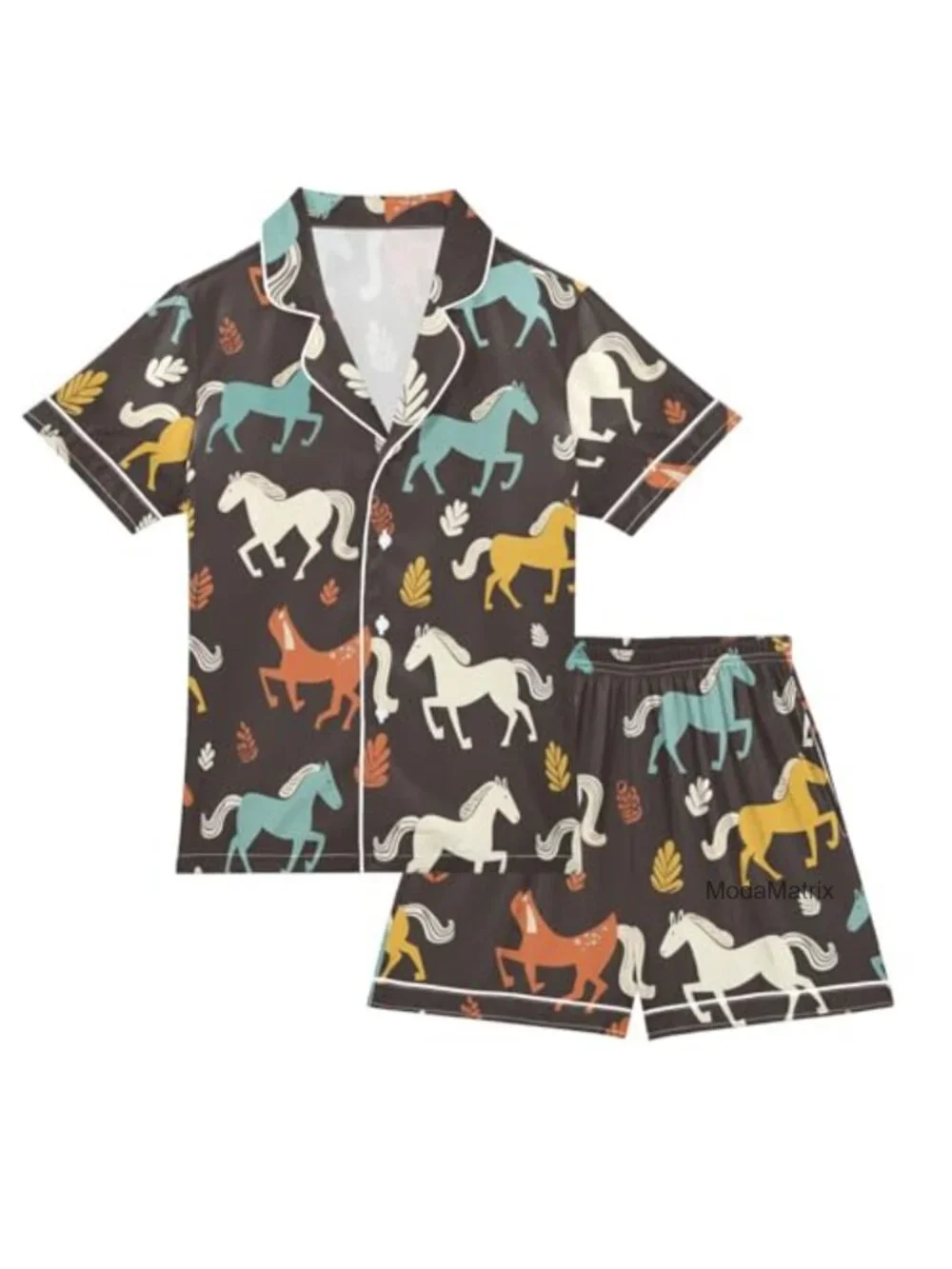 Girls Satin Pajama Set 2 Piece Short Sleeve Sleepwear